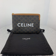 CELINE 셀린느 2020 트리옹페 캔버스 클러치백,CELB0003,24CM,브라운