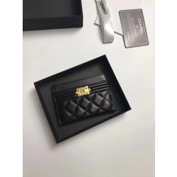CHANEL 샤넬 2020 여성용 보이 퀄팅 카드홀더 금장,은장