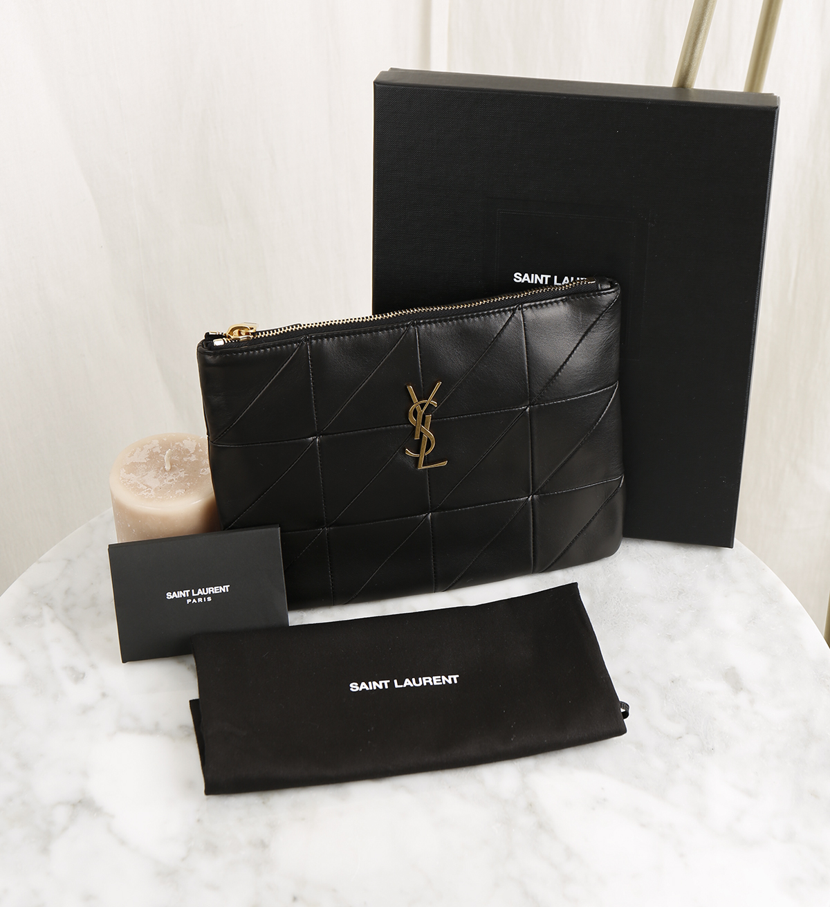 SAINT LAURENT 생로랑 제이미 금장 로고 미니 클러치백