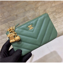 CHANEL 샤넬 캐비어  금장 동전지갑 AS1010-2