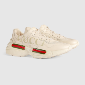 GUCCI 구찌 남여공용 라이톤 로고 레더 스니커즈 500877