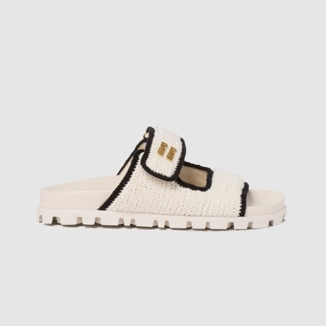 MIUMIU 미우미우 여성용 크로셰 니트 슬라이드 샌들 5XX641 2COLOR