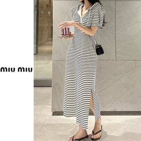 MIUMIU 미우미우 퍼프 단가라 후드 원피스 2COLOR