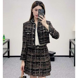 CHANEL 샤넬 트위드자켓 & 플리츠 스커트 셋업