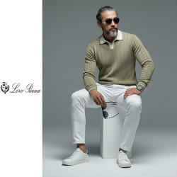 LOROPIANA 로로피아나 배색 카라 라인니트 2COLOR