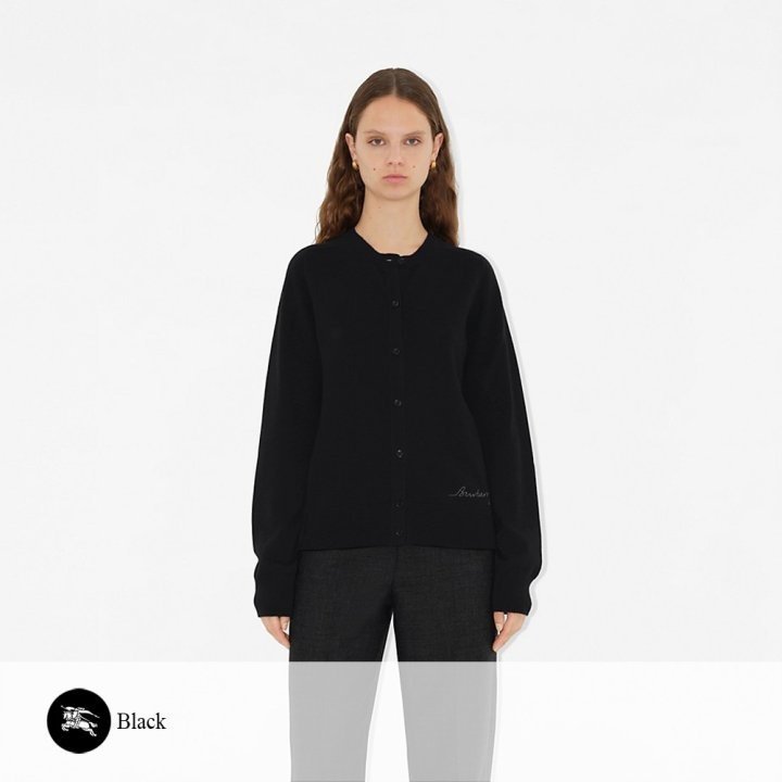 BURBERRY 버버리 레터링 자수 라운드 가디건