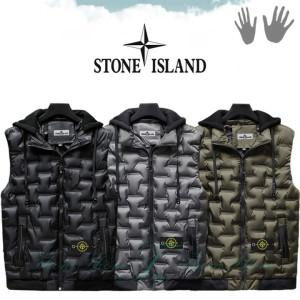 STONE ISLAND 스톤아일랜드 고주파 후드 패딩 베스트