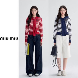 MIUMIU 미우미우 블랙 로고 숄 자수 가디건 2COLOR