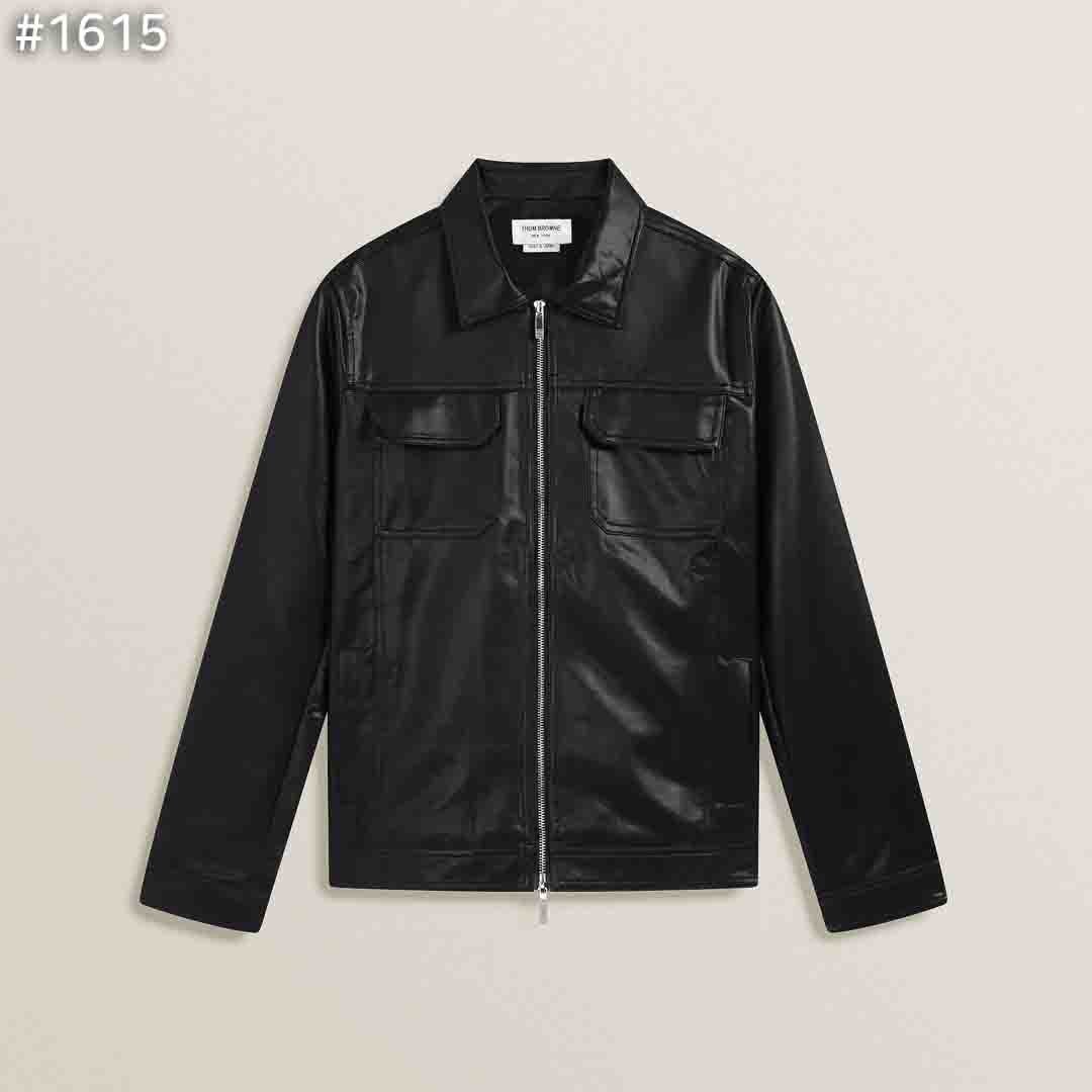 THOM BROWNE 톰브라운 투포켓 레더 자켓