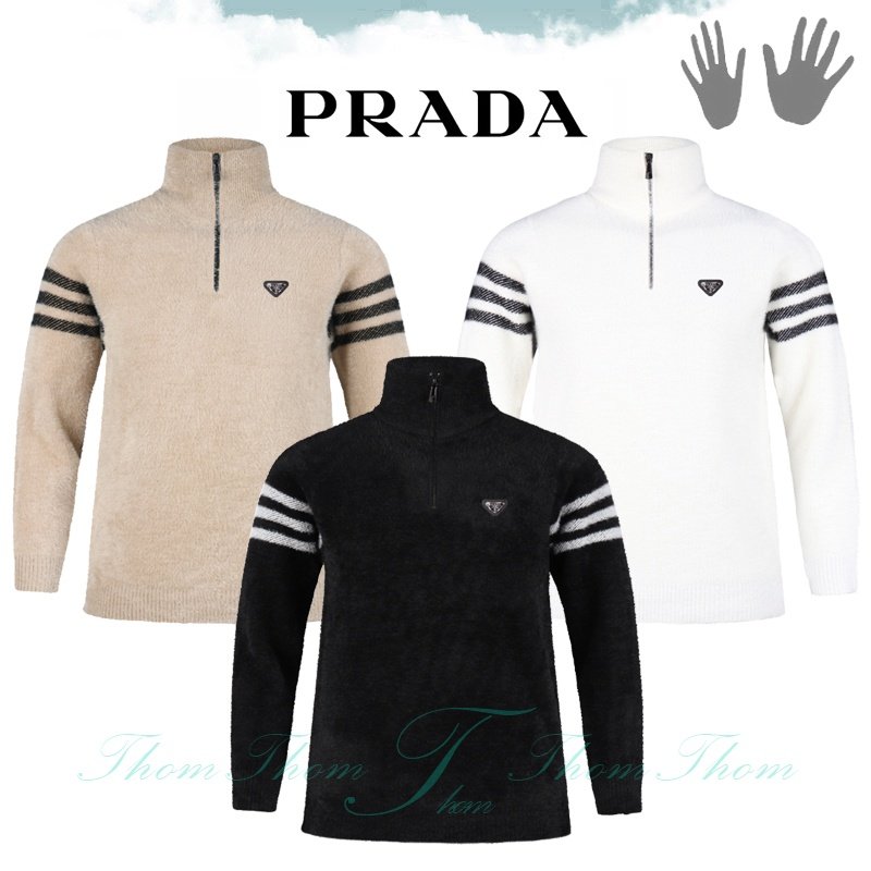 PRADA 프라다 클래식 하프 지퍼 니트 폴라 반집업