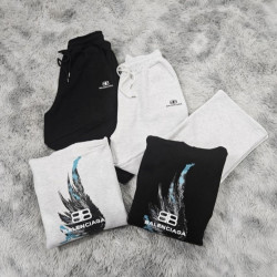 BALENCIAGA 발렌시아가 깃털 기모 후드&와이드 팬츠 세트