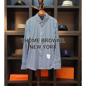 THOM BROWNE 톰브라운 클래식 라인 스트라이프 삼단 배색 웨일 셔츠