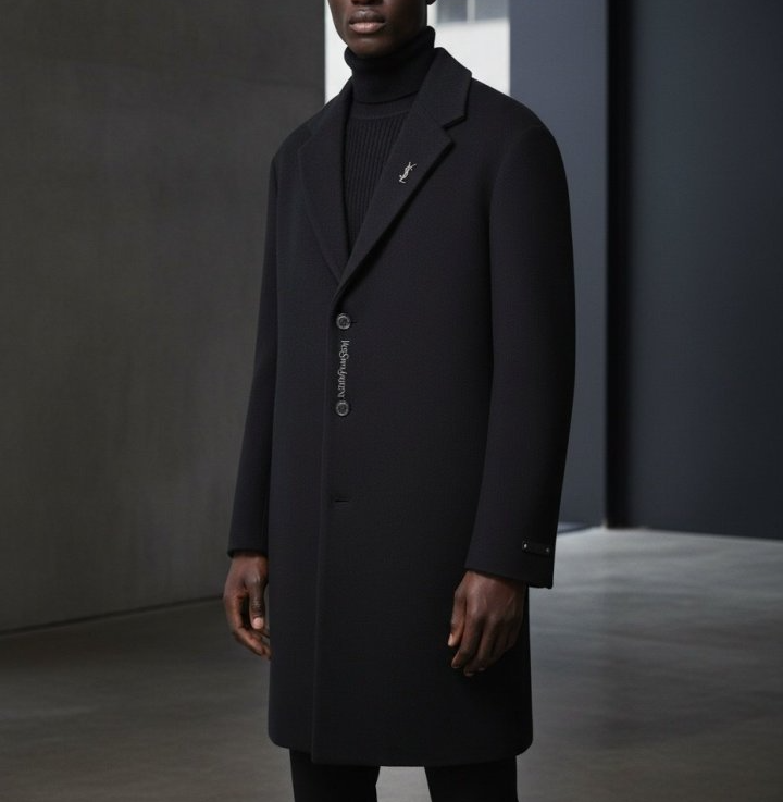 SAINT LAURENT 생로랑 포멀 모던 블랙 코트