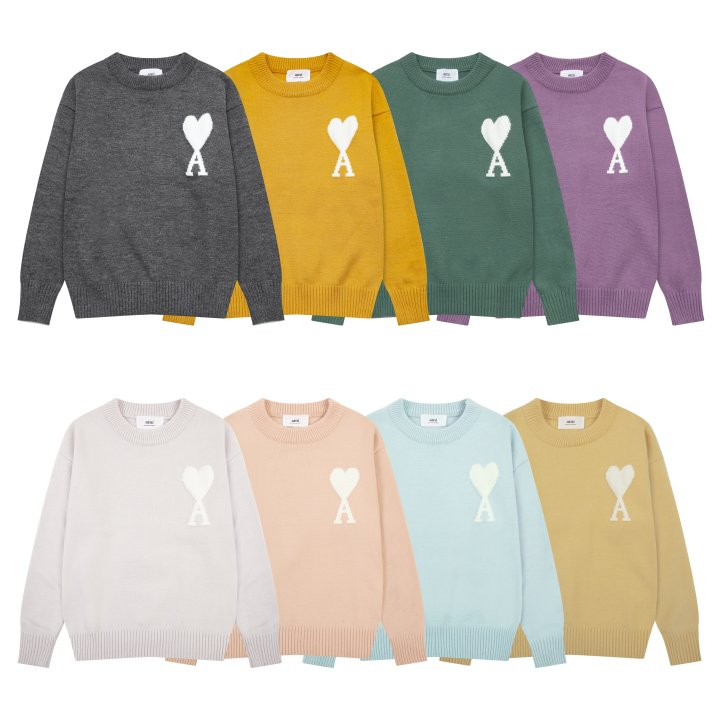 AMI 아미 8143 빅 하트 라운드 니트