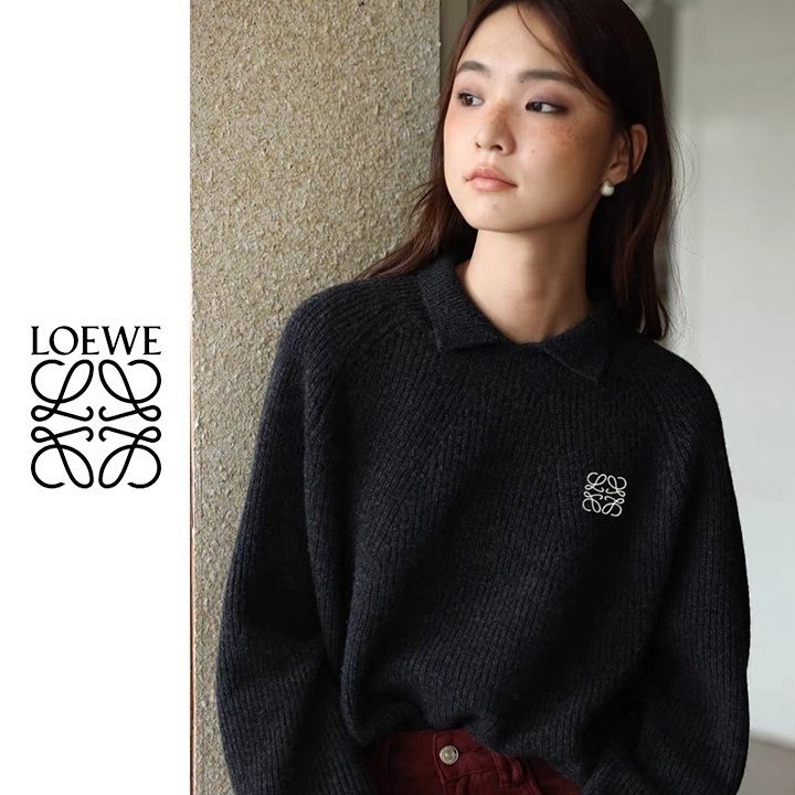●2월 판매 4위● LOEWE 로에베 카라넥 자수 골지 니트 3COLOR
