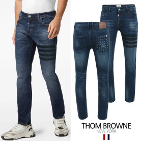 ●2월 판매 17위● THOM BROWNE 톰브라운  블랙4바 도그 멀티그래픽 워싱 슬림진