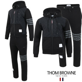 THOM BROWNE 톰브라운 사선 로고 패치 누빔 패딩 셋업