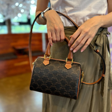 ●실사● 셀린느 스몰 보스턴 트리옹프 캔버스