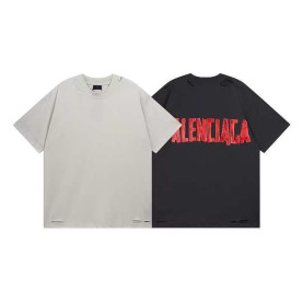 BALENCIAGA 발렌시아가 3238 레드 테이프 백로고 구제 워싱 반팔