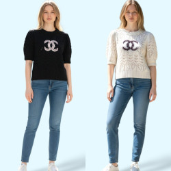 CHANEL 샤넬 빅로고 반팔 니트